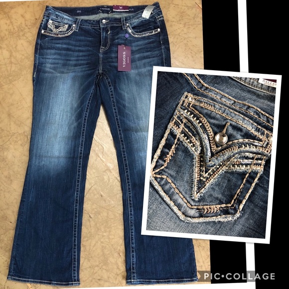 Vigoss Denim - VIGOSS Dallas Bootcut Plus Size 18 Bling